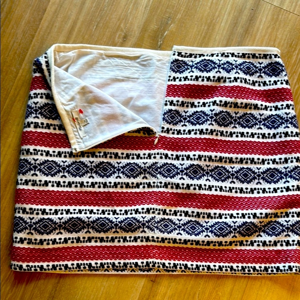 Madewell White, Red & blue woven Mini Skirt w lining. 100% cotton sz 10 stylish